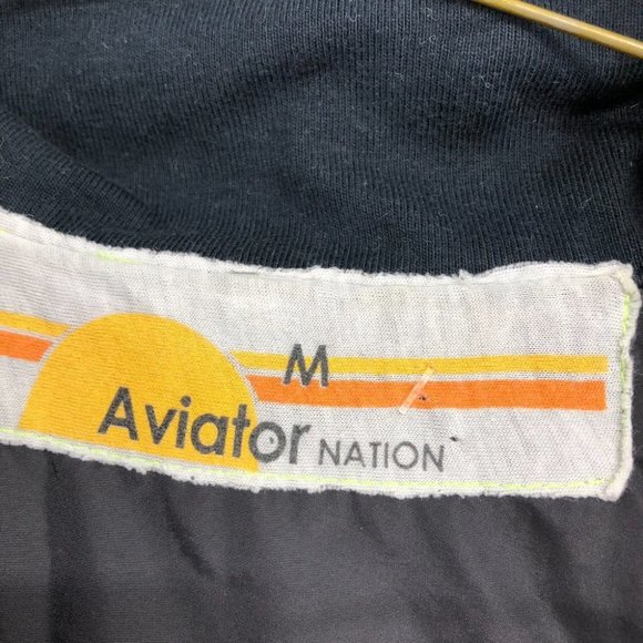 Aviator Nation Black Bomber style Windbreaker w/ Lightning Bolt Graphic size M - Picture 3 of 15